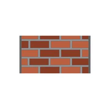 Red brick wall illustration, construction texture, flat design, white backg.. Stock Illustration