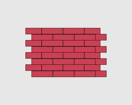 Red Brick Wall Illustration with Offset Pattern Illustrazione stock
