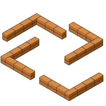 Red brick wall in isometric view. Construction of the building. Ilustración de archivo