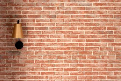 Red brick wall with lamp, copy space for text Stock Photos