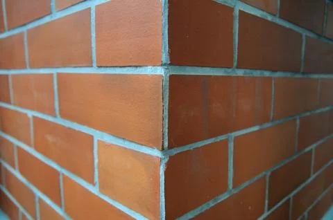 Red brick wall landscape perspective angle Foto stock