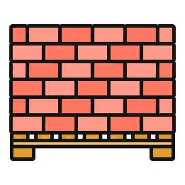 Red brick wall on pallet icon illustration Stock Illustration