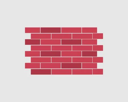 Red Brick Wall Pattern, Flat Illustration Isolated on Gray Background Stock Illustration