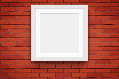 Red brick wall with picture frames Illustrazione stock