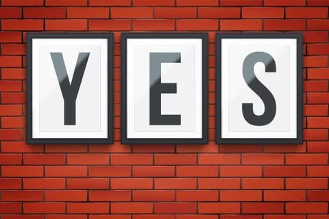 Red brick wall with picture frames Illustrazione stock