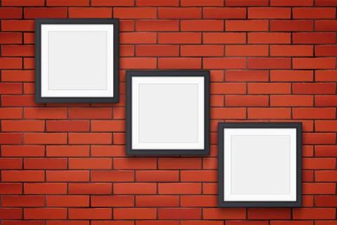 Red brick wall with picture frames Illustrazione stock
