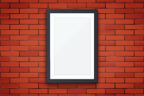 Red brick wall with picture frames Illustrazione stock