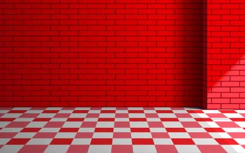 Red brick wall in the red studio room Stock Illustration