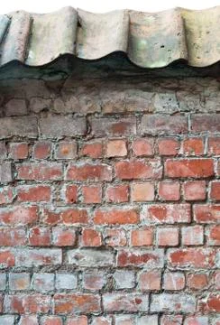 Red brick wall with roofing Stock Photos