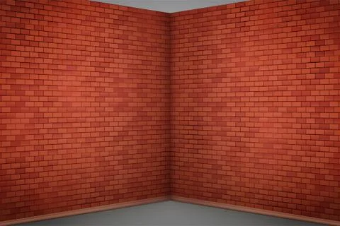 Red brick wall room Stock Illustration