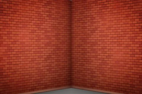 Red brick wall room Stock Illustration