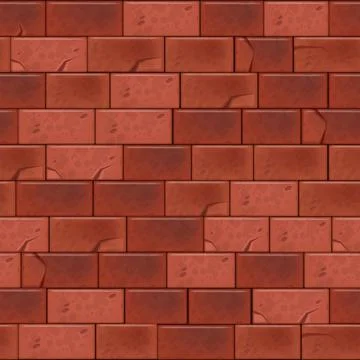 Red brick wall seamless pattern, brown stone clay tiles vector texture Stock Illustration