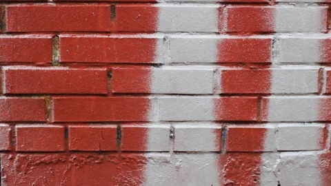 Red brick wall splashed with white paint pattern . graffiti texture 스톡 동영상 119893337