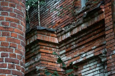 Red Brick wall of the stable, built in the 19th century Stock Photos