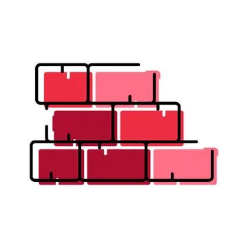 Red brick wall structure building construction icon Ilustración de archivo