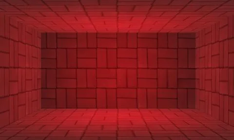 Red brick wall studio room texture background 3d rendered Stock Illustration