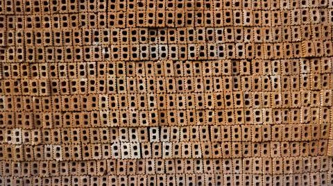 Red brick wall surface with rough texture. Red brick wall background. Stock Photos