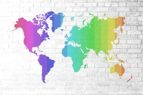 Red Brick wall texture background Soft tone White color with colorful world m Stock Illustration
