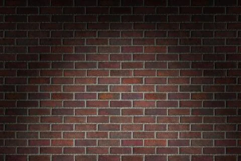Red brick wall texture background under spotlights 3d render Illustrazione stock