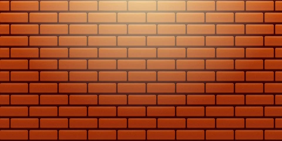 Red brick wall texture background with top spotlight. Masonry background with Stock Illustration