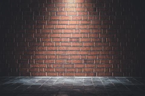 Red brick wall texture background with IES light A Lot of Space for Text Stock Photos