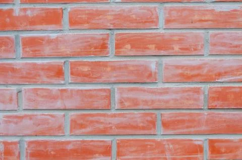 Red brick wall texture background of a house. Close up macro. 写真素材