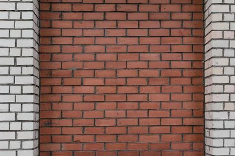 Red brick wall texture closeup Stock Photos
