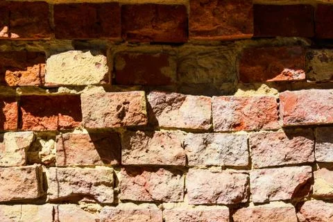 Red brick wall texture with cracks Stock Photos
