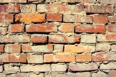 Red brick wall texture with cracks Stock Photos