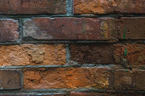 Red brick wall texture grunge background with vignetted corners Stock Photos