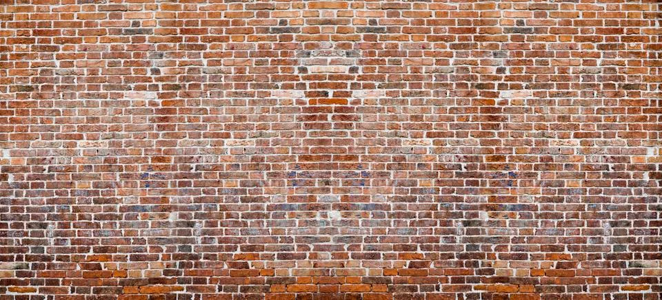 Red brick wall texture panoramic Stock Photos