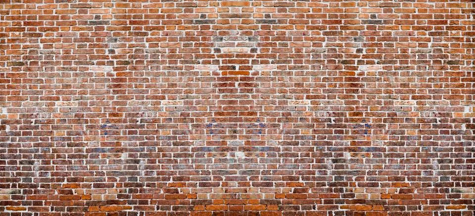 Red brick wall texture panoramic Stock Photos