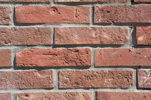 Red Brick Wall Texture, Rustic Masonry Background, Architecture or Design Stock Photos
