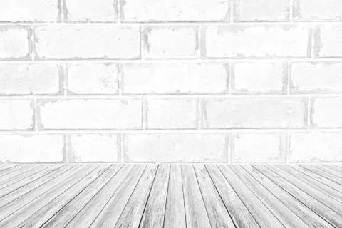 Red Brick wall texture surface with Wood terrace Stock-Fotos