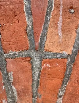 Red Brick Wall Texture with Weathered Mortar Stock Photos