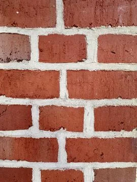 Red Brick Wall Texture with White Mortar Pattern Stock Photos