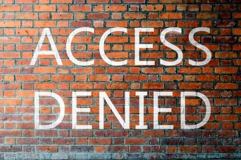 Red Brick wall texture with a word Access Denied Foto stock