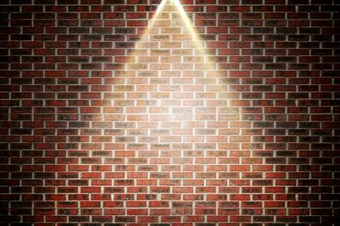 Red brick wall under spotlight 스톡 일러스트