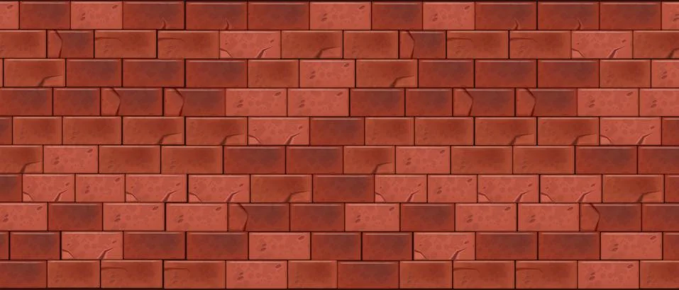 Red brick wall vector texture, stone block architecture background Stock Illustration