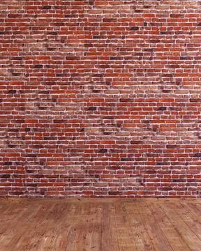 Red brick wall vertical background, Old red brickwall grunge texture 3d rende Stock Illustration