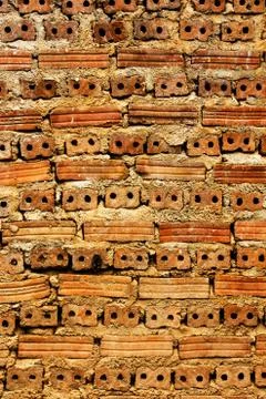 Red brick wall vertical background. Stock Photos