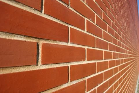 Red bricked wall in perspective Stock Photos