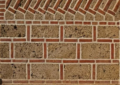 Red bricks and brown blocks architecture Stock Photos