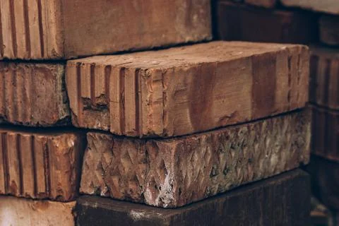 Red bricks are stacked. Volume background 写真素材