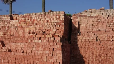 Red Bricks closeup, Fire bricks Video stock 291506329