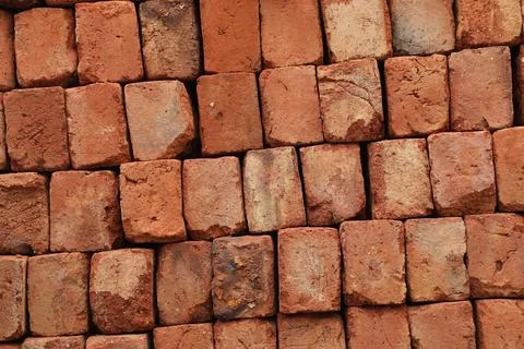 Red Bricks at construction site India Stockfoto's