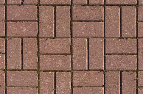 Red bricks floor texture with moss Stock Photos