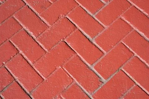 Red bricks herringbone pattern Stock Photos