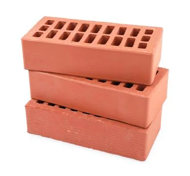 Red bricks isolated on white. Construction material Stock Photos