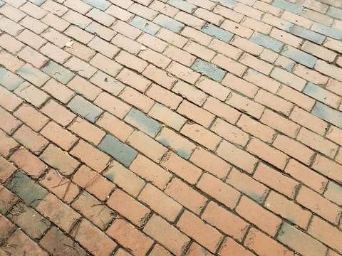 Red bricks or rectangles on ground or sidewalk or background Stock Photos